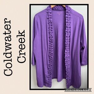 Coldwater Creek Open Front 3/4 Sleeve Purple Cardigan Size 1X